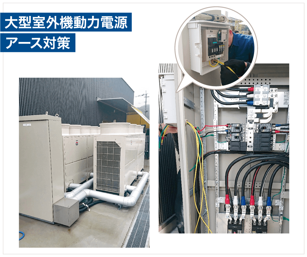 大型室外機動力電源 アース対策